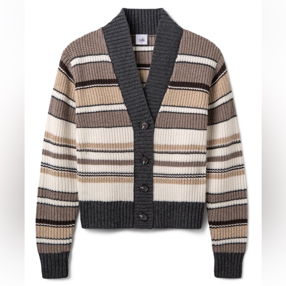 Cabi Cocoa Striped Cardigan size Large - Picture 4 of 12